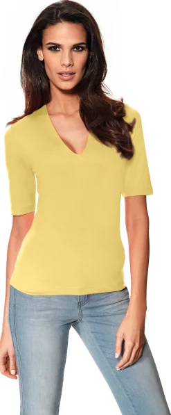 Basics|Shirts|heine Kurzarmshirt mit Halbarm gelb