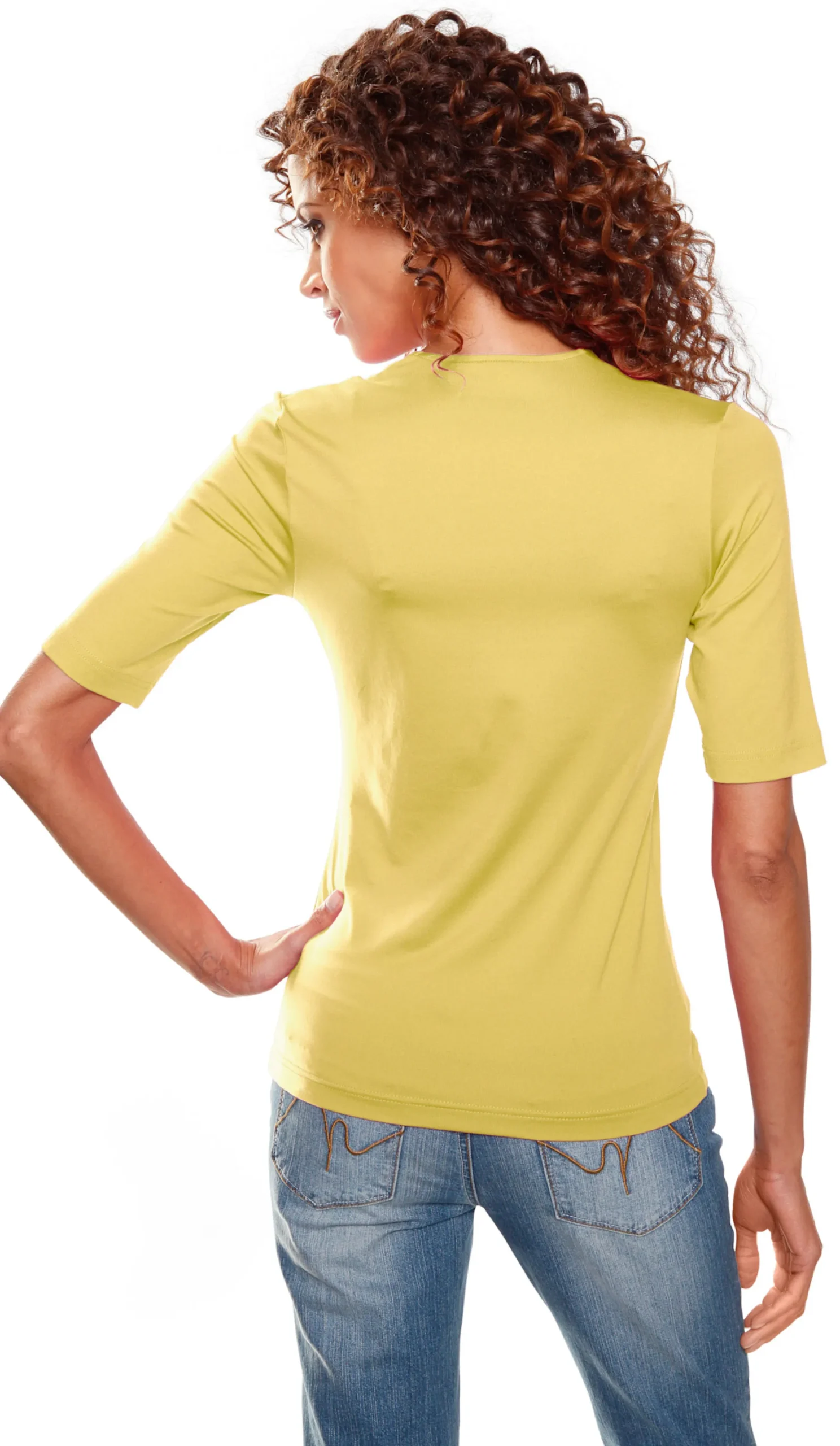 Basics|Shirts|heine Kurzarmshirt mit Halbarm gelb