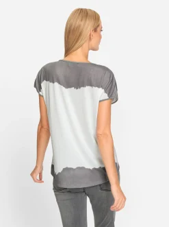 Strandmode|Blusen|heine Kurzarmshirt mit Herz-Motiv grau