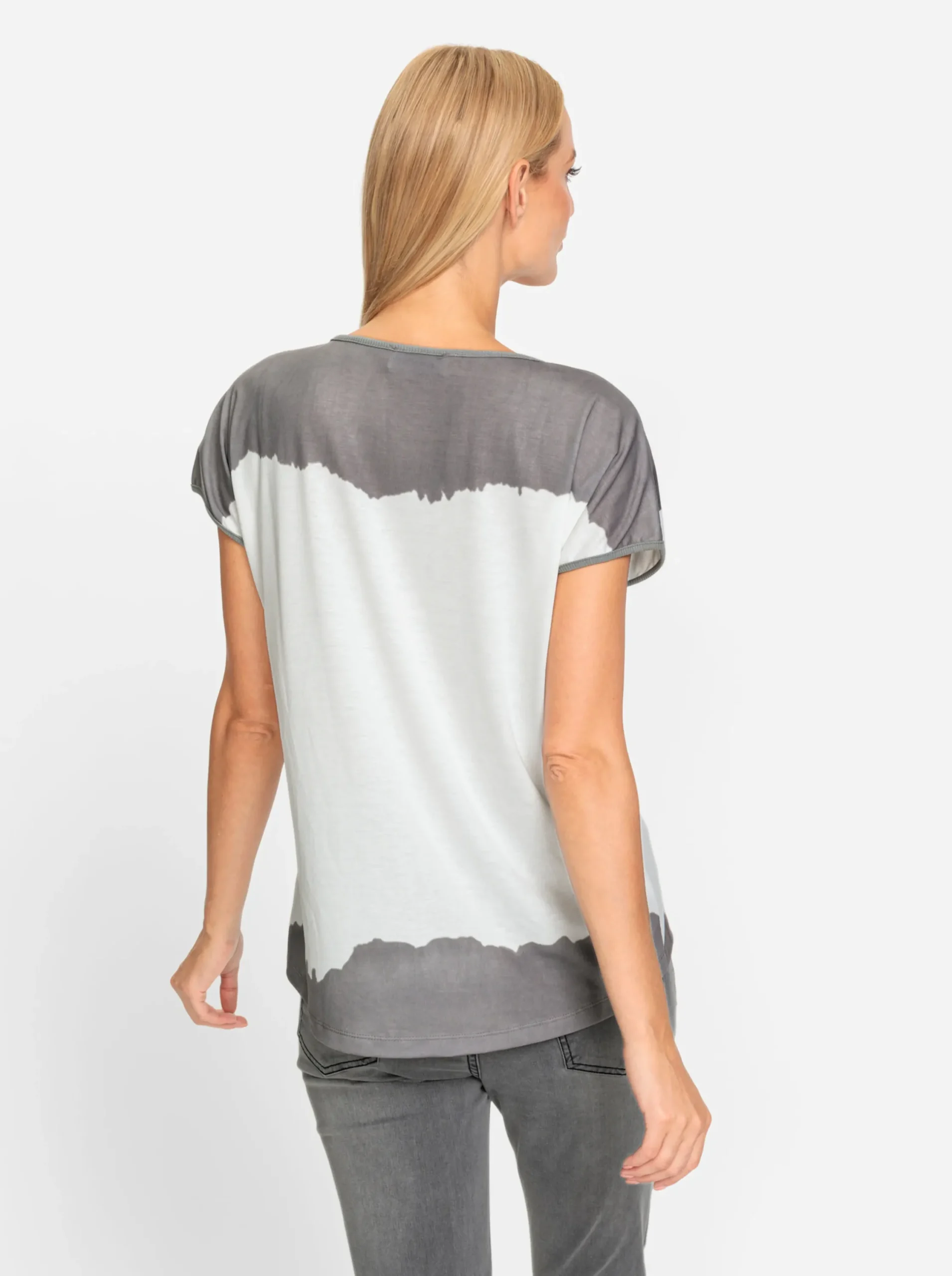 Strandmode|Blusen|heine Kurzarmshirt mit Herz-Motiv grau