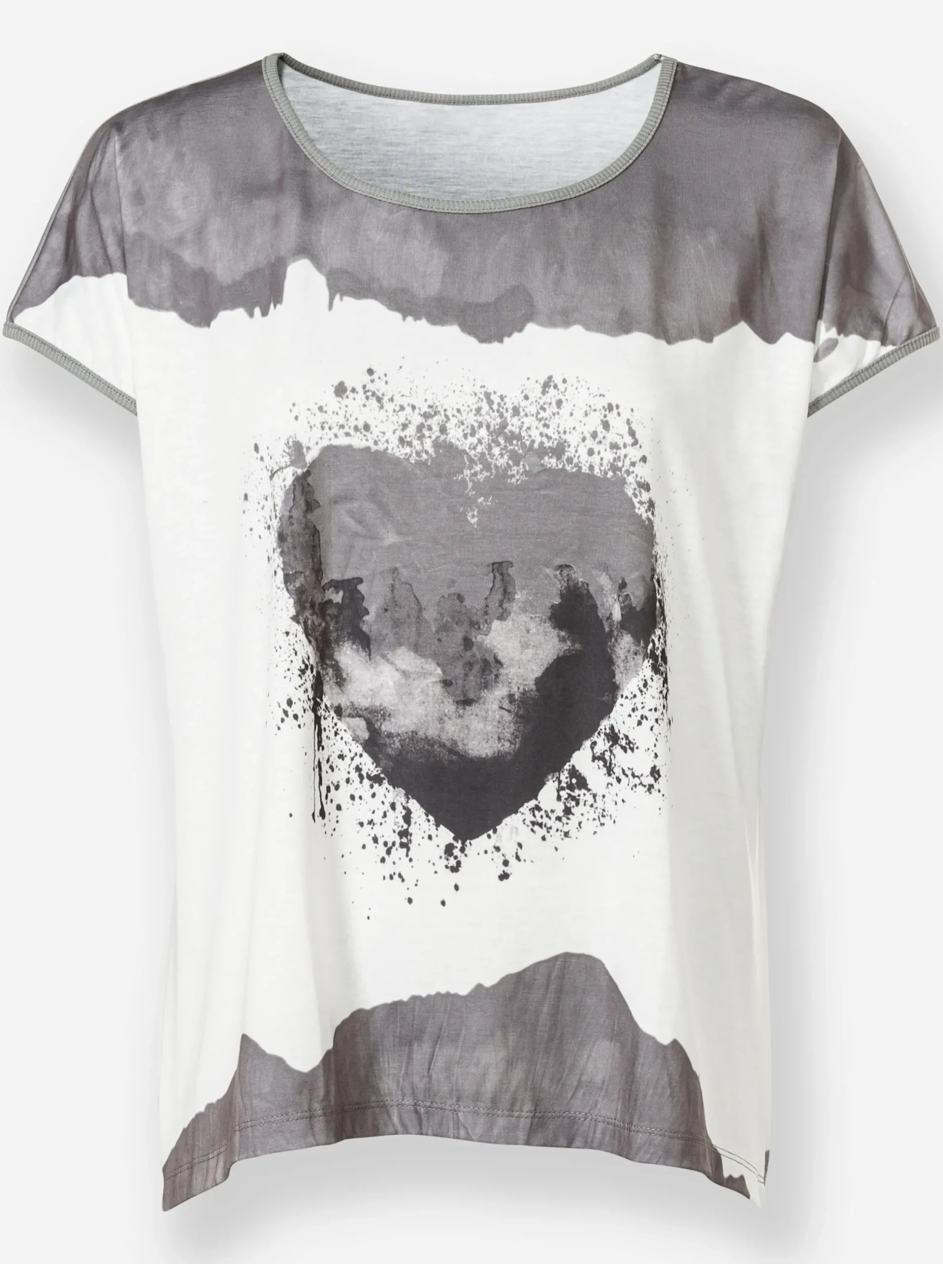 Strandmode|Blusen|heine Kurzarmshirt mit Herz-Motiv grau