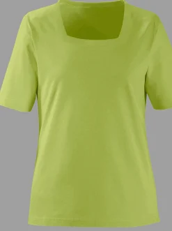 Shirts| Kurzarmshirt mit Karree-Ausschnitt pistazie