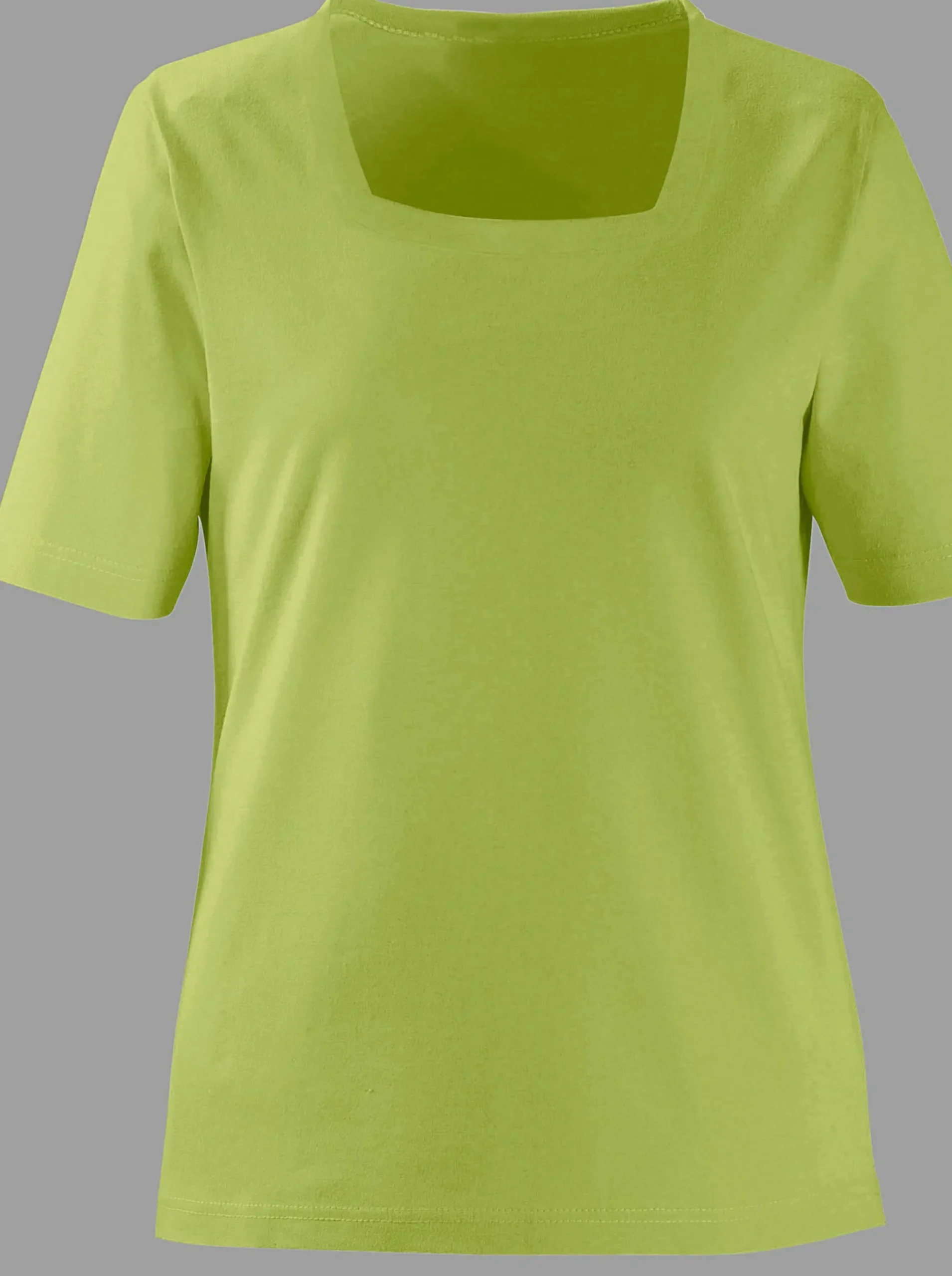 Shirts| Kurzarmshirt mit Karree-Ausschnitt pistazie