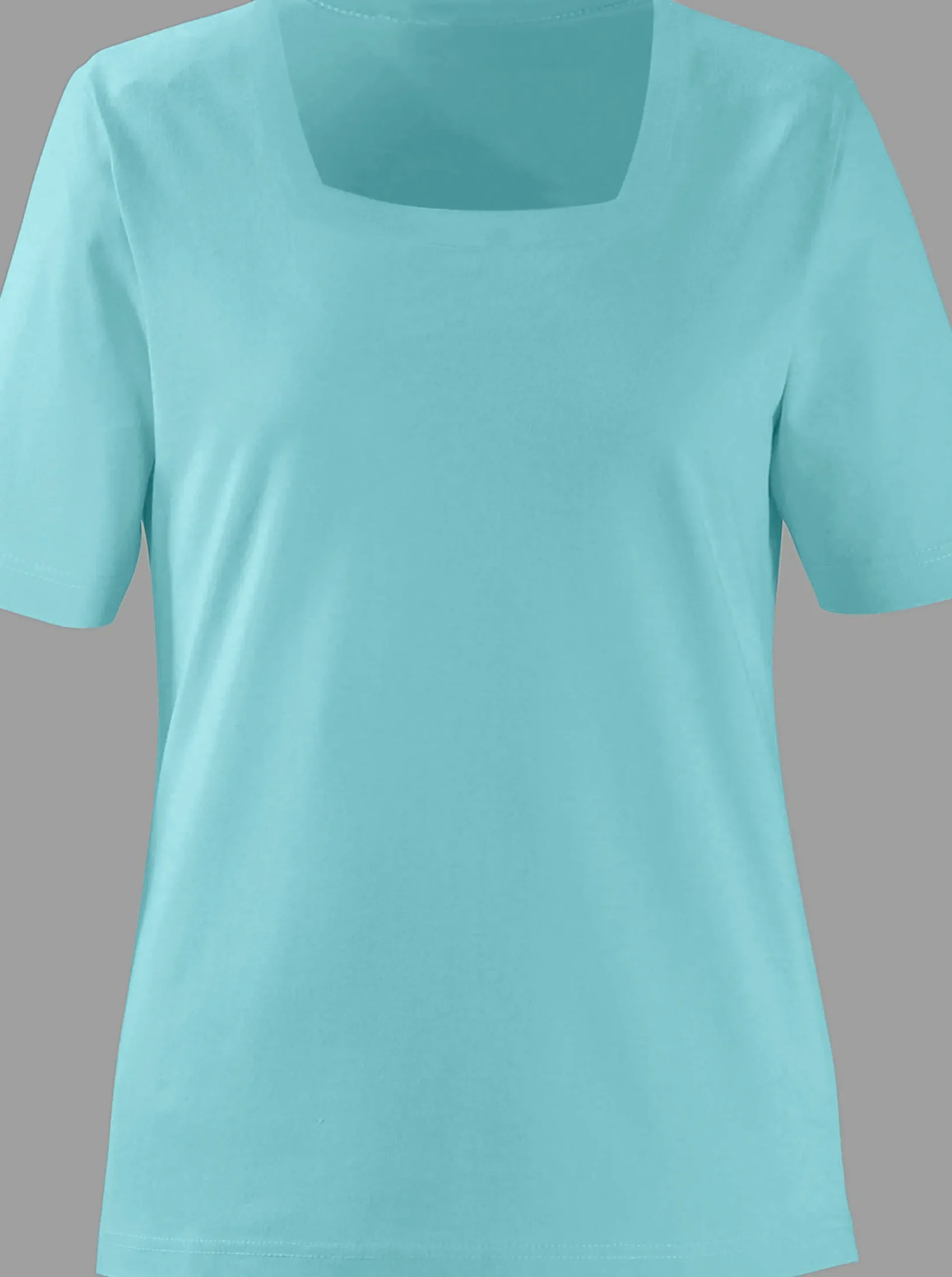 Shirts| Kurzarmshirt mit Karree-Ausschnitt türkis