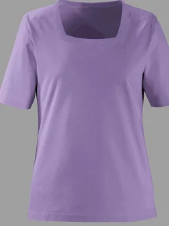 Shirts| Kurzarmshirt mit Karree-Ausschnitt lavendel
