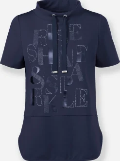 Shirts|heine Kurzarmshirt mit Lettering-Druck marine