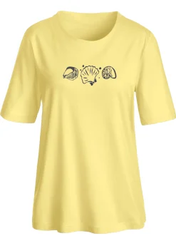 Shirts| Kurzarmshirt mit Muschel-Druck zitrone