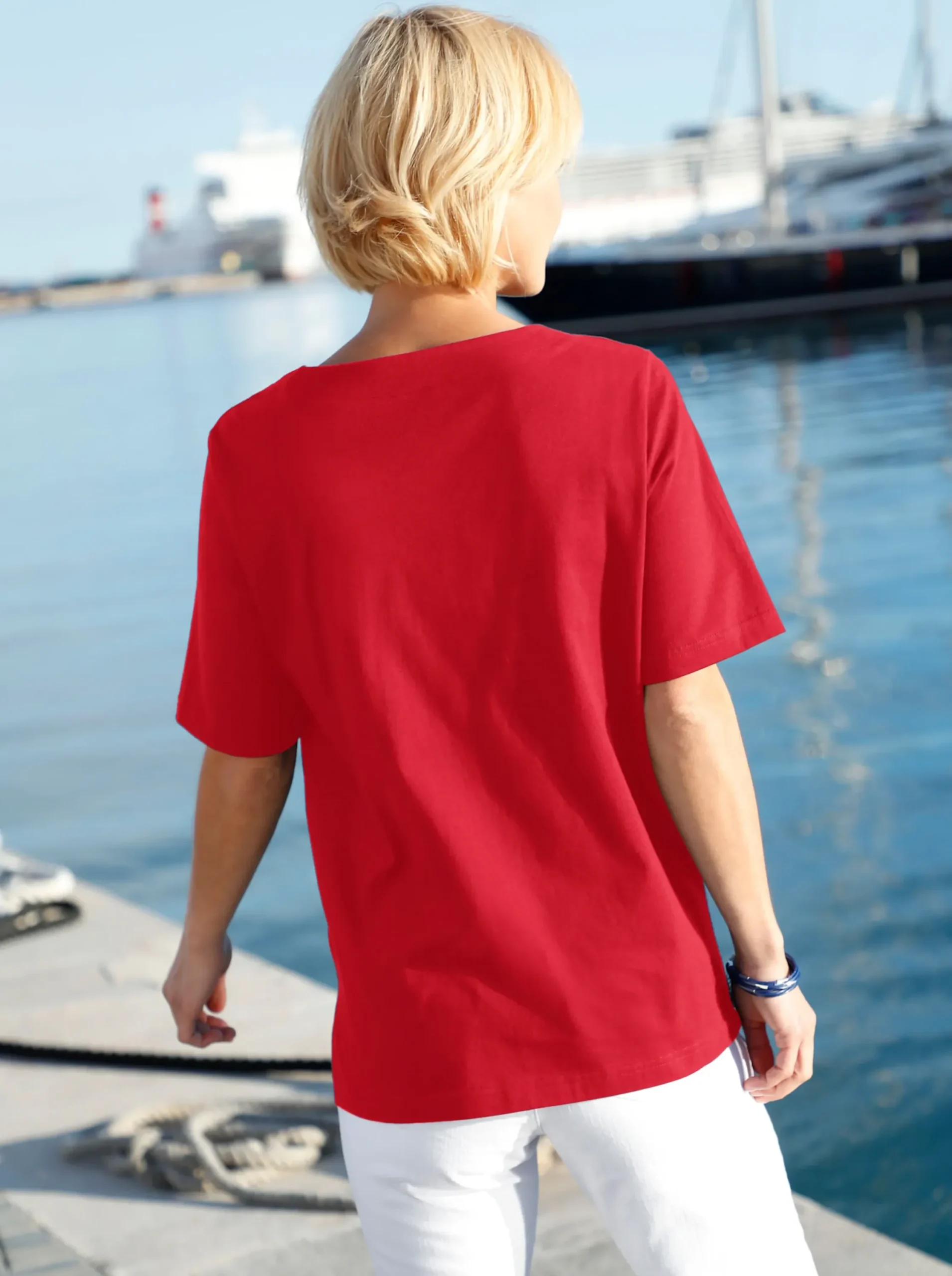 Shirts| Kurzarmshirt mit Muschel-Druck rot