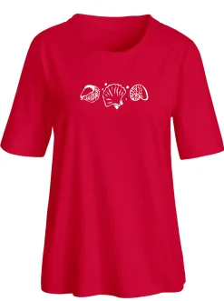 Shirts| Kurzarmshirt mit Muschel-Druck rot
