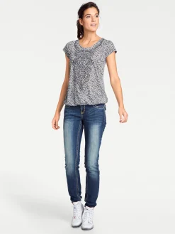 Strandmode|Shirts|heine Kurzarmshirt mit Transparenz-Effekt grau