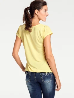 Shirts|heine Kurzarmshirt mit Transparenz-Effekt gelb