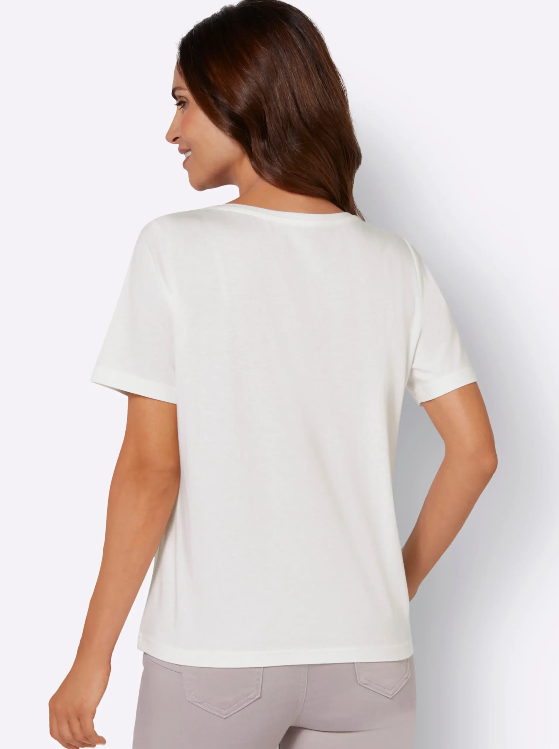 Shirts| Kurzarmshirt mit V-Ausschnitt ecru