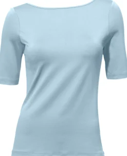 Shirts|heine Kurzarmshirt mit V-Ausschnitt hinten bleu