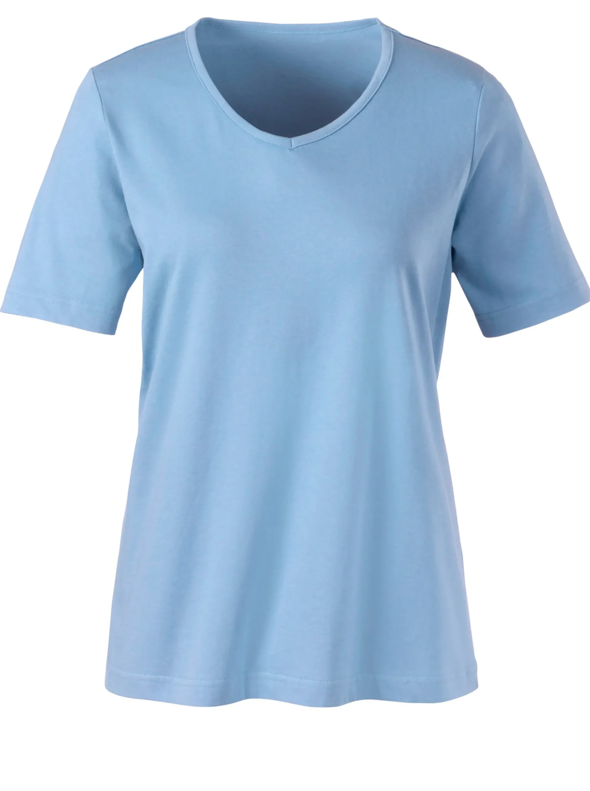 Basics|Shirts| Kurzarmshirt mit V-Ausschnitt bleu