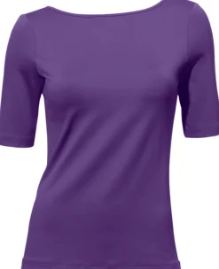 Shirts|heine Kurzarmshirt mit V-Ausschnitt hinten lila