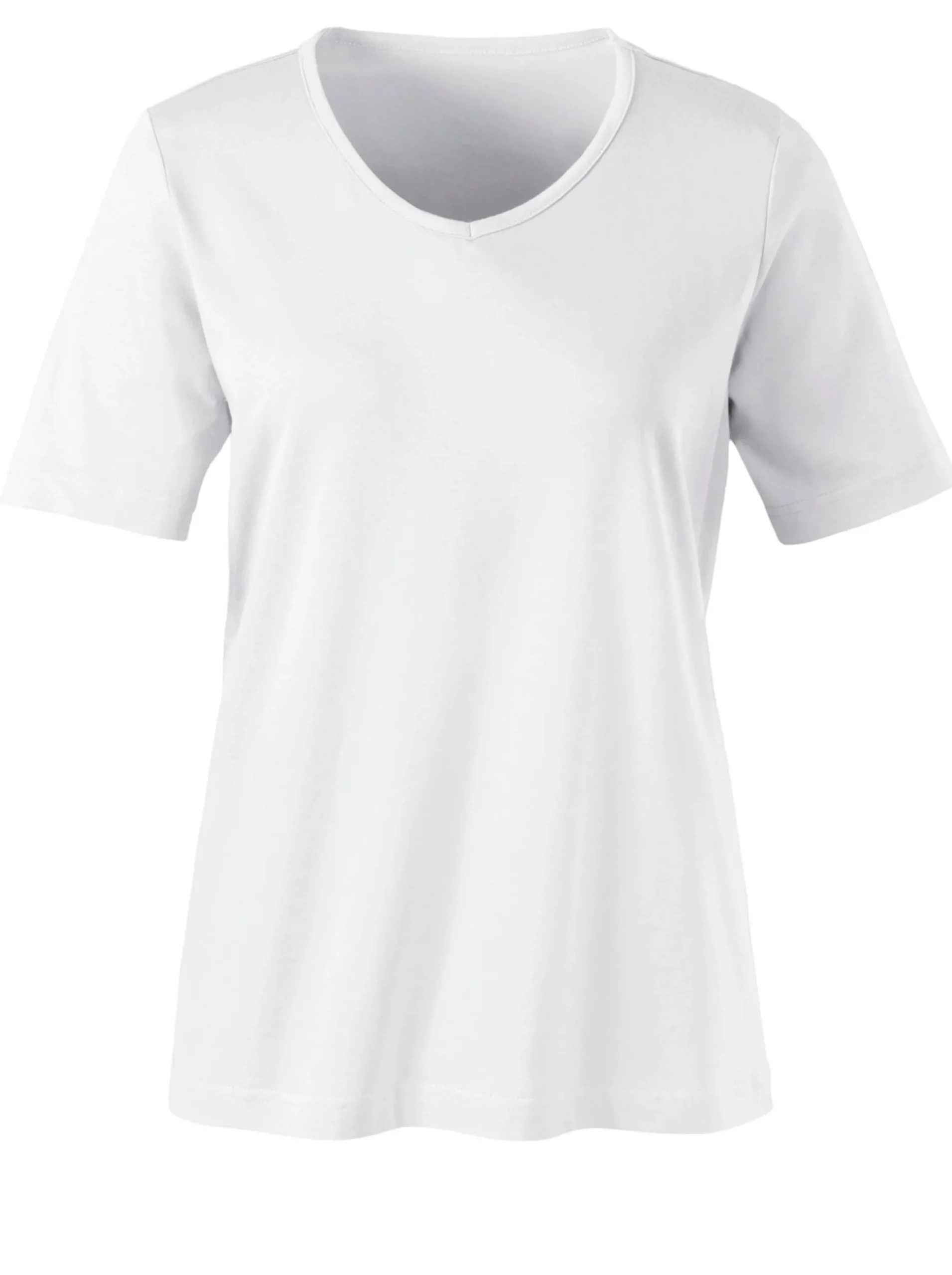 Basics| Kurzarmshirt mit V-Ausschnitt weiß
