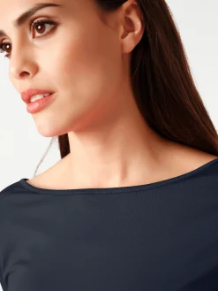 Shirts|heine Kurzarmshirt mit V-Ausschnitt hinten marine