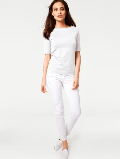 Basics|heine Kurzarmshirt mit V-Ausschnitt hinten weiß