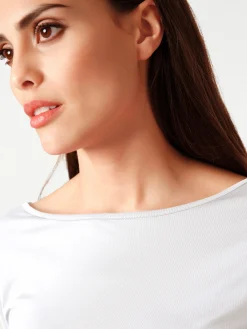 Basics|heine Kurzarmshirt mit V-Ausschnitt hinten weiß
