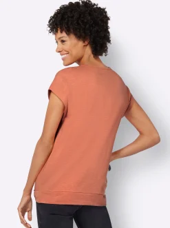 Shirts| Kurzarmshirt Saum in Knoten-Optik papaya