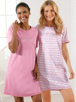 Nachtwäsche|wäschepur Kurzarm-Sleepshirts erika+erika-gestreift