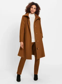 Mäntel| Kurzmantel in A-Linie cognac