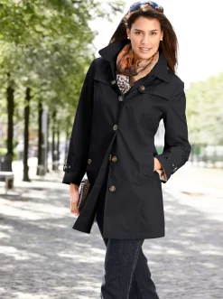 Mäntel| Kurzmantel in Trenchcoat-Optik schwarz
