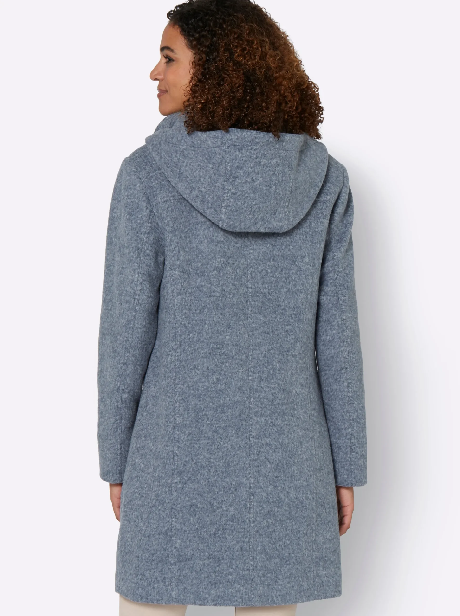 Mäntel| Kurzmantel mit Strick-Bündchen rauchblau-meliert