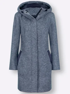 Mäntel| Kurzmantel mit Strick-Bündchen rauchblau-meliert