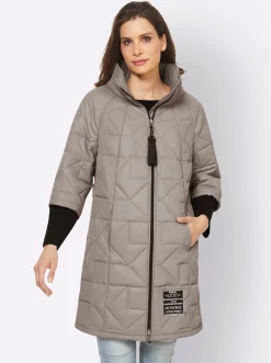 Jacken|heine Kurzmantel Ärmel mit breiten Stretch-Bündchen taupe
