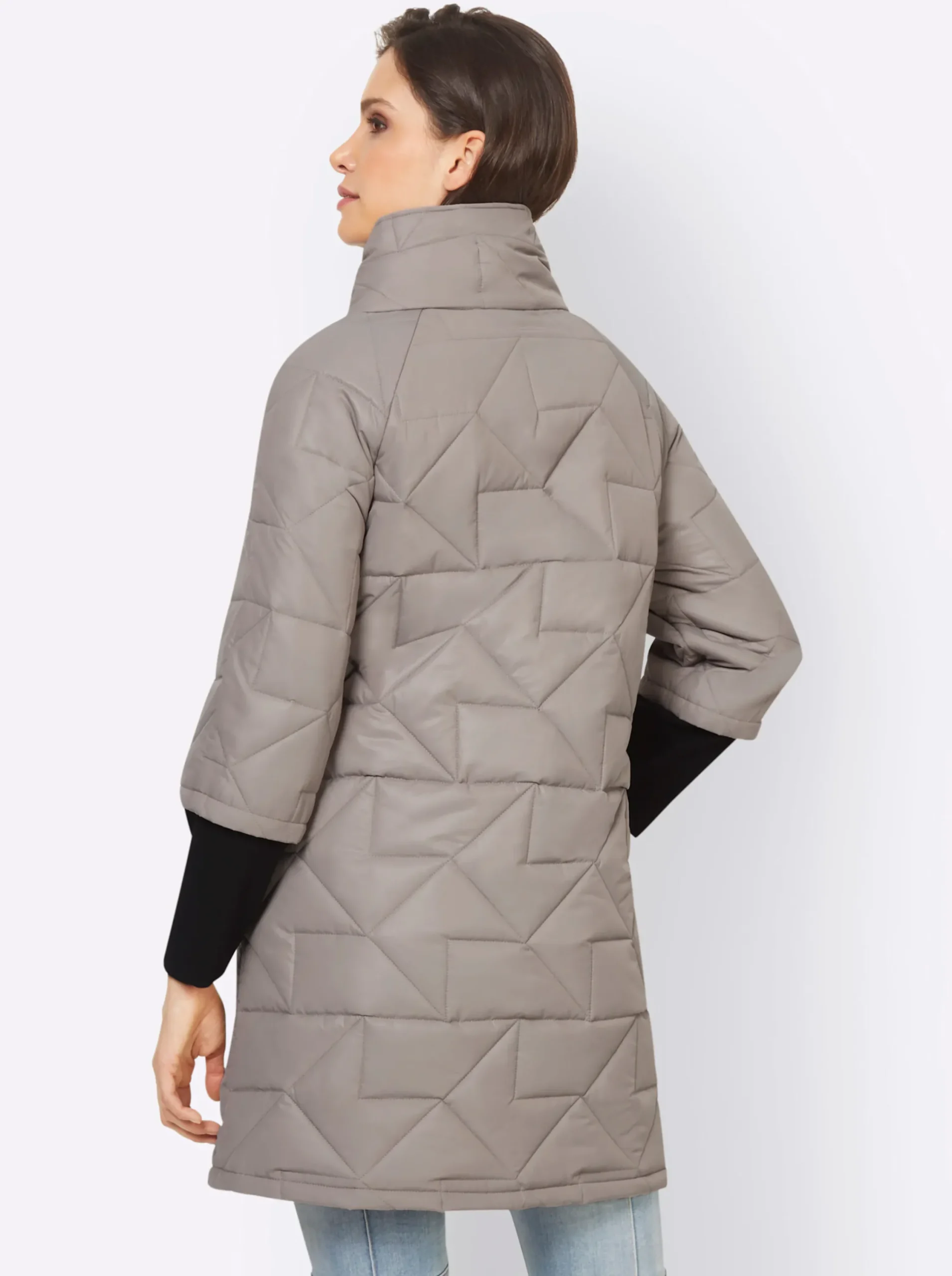 Jacken|heine Kurzmantel Ärmel mit breiten Stretch-Bündchen taupe