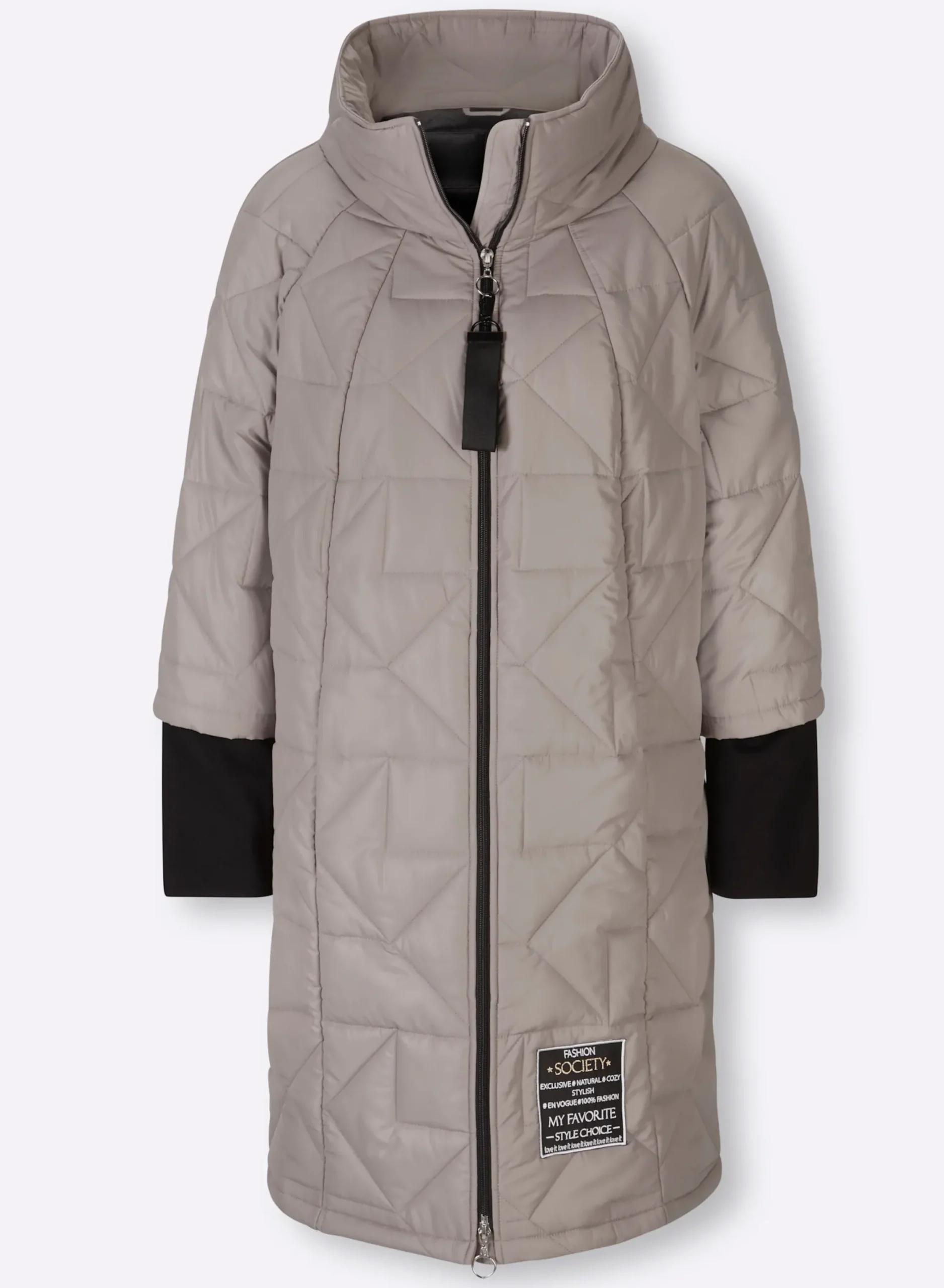 Jacken|heine Kurzmantel Ärmel mit breiten Stretch-Bündchen taupe