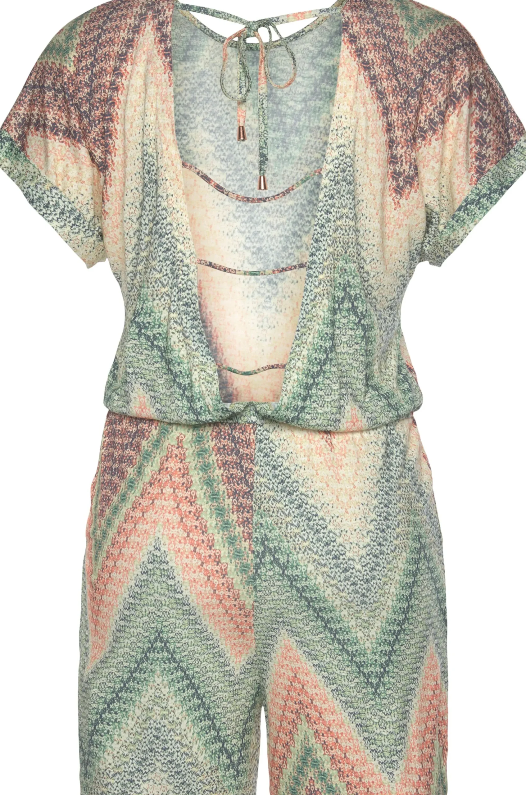 Strandmode|LASCANA Kurzoverall grün-rostorange-aubergine-bedruckt