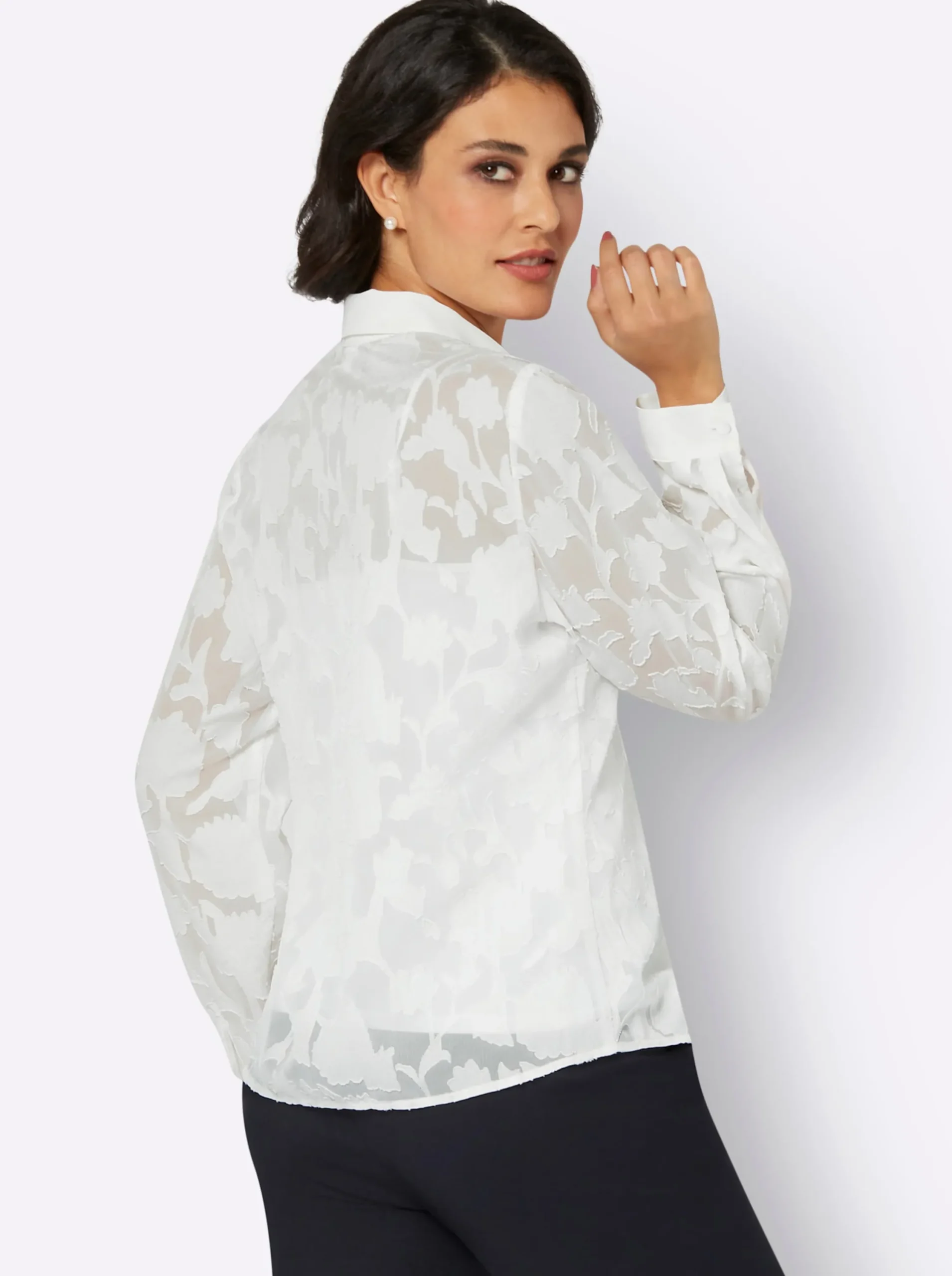 Blusen| Langarmbluse ecru