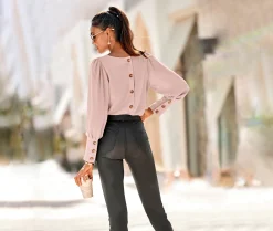 Strandmode|LASCANA Langarmbluse mauve
