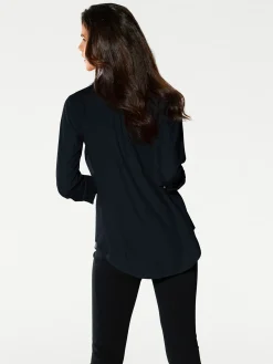 Blusen|heine Langarm-Bluse marine