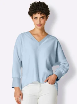 Blusen|CREATION L PREMIUM Langarmbluse mit Fledermaus-Ärmeln hellblau