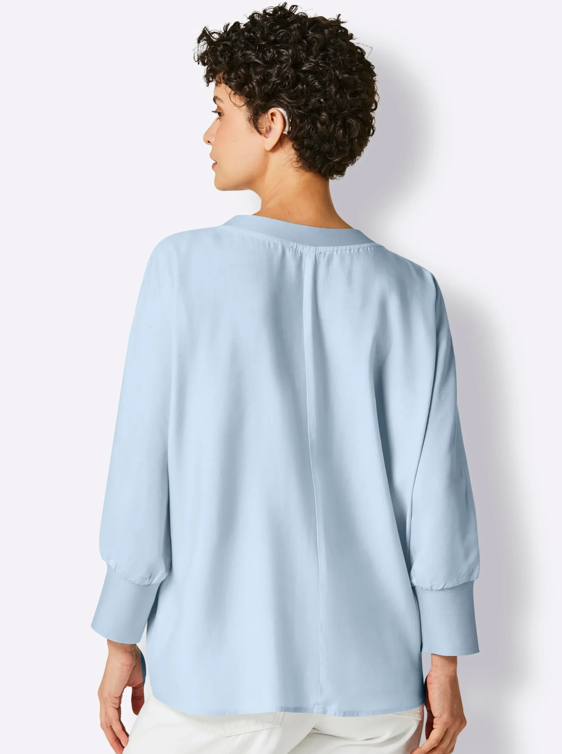 Blusen|CREATION L PREMIUM Langarmbluse mit Fledermaus-Ärmeln hellblau