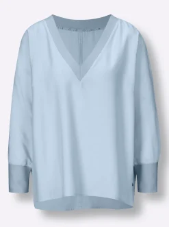 Blusen|CREATION L PREMIUM Langarmbluse mit Fledermaus-Ärmeln hellblau
