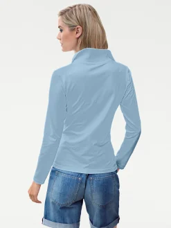 Strandmode|Basics|heine Langarm-Poloshirt in Pikee-Qualität bleu