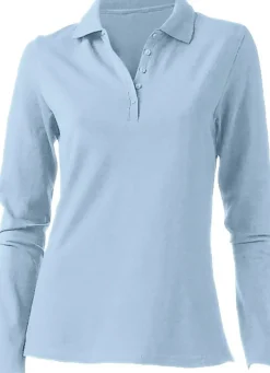 Strandmode|Basics|heine Langarm-Poloshirt in Pikee-Qualität bleu