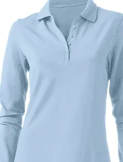 Strandmode|Basics|heine Langarm-Poloshirt in Pikee-Qualität bleu