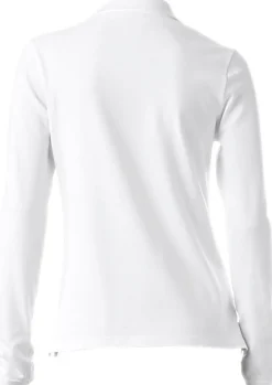 Basics|heine Langarm-Poloshirt in Pikee-Qualität weiß
