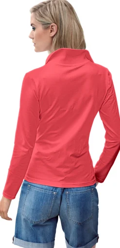 Strandmode|Basics|heine Langarm-Poloshirt in Pikee-Qualität koralle