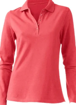 Strandmode|Basics|heine Langarm-Poloshirt in Pikee-Qualität koralle