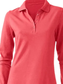 Strandmode|Basics|heine Langarm-Poloshirt in Pikee-Qualität koralle