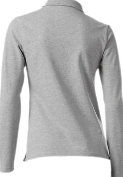 Shirts|heine Langarm-Poloshirt in Pikee-Qualität grau-melange