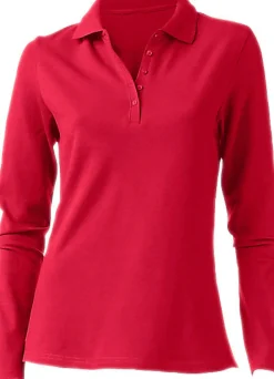 Strandmode|Basics|heine Langarm-Poloshirt in Pikee-Qualität rot