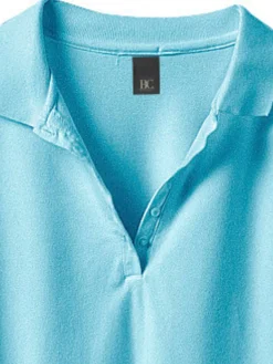 Strandmode|Basics|heine Langarm-Poloshirt in Pikee-Qualität türkis