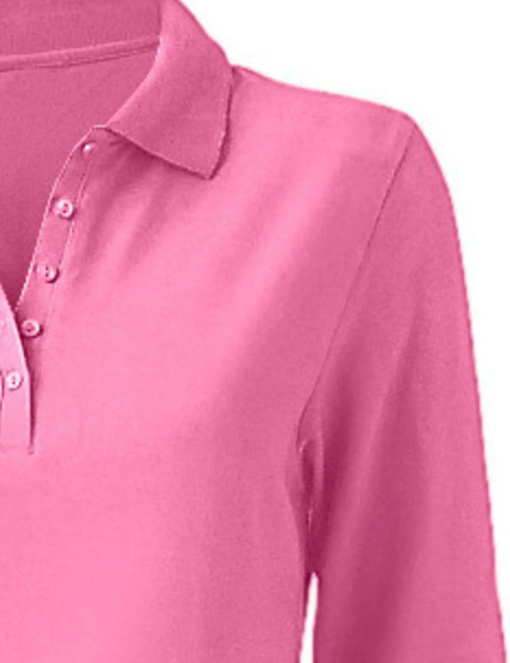 Basics|heine Langarm-Poloshirt in Pikee-Qualität pink